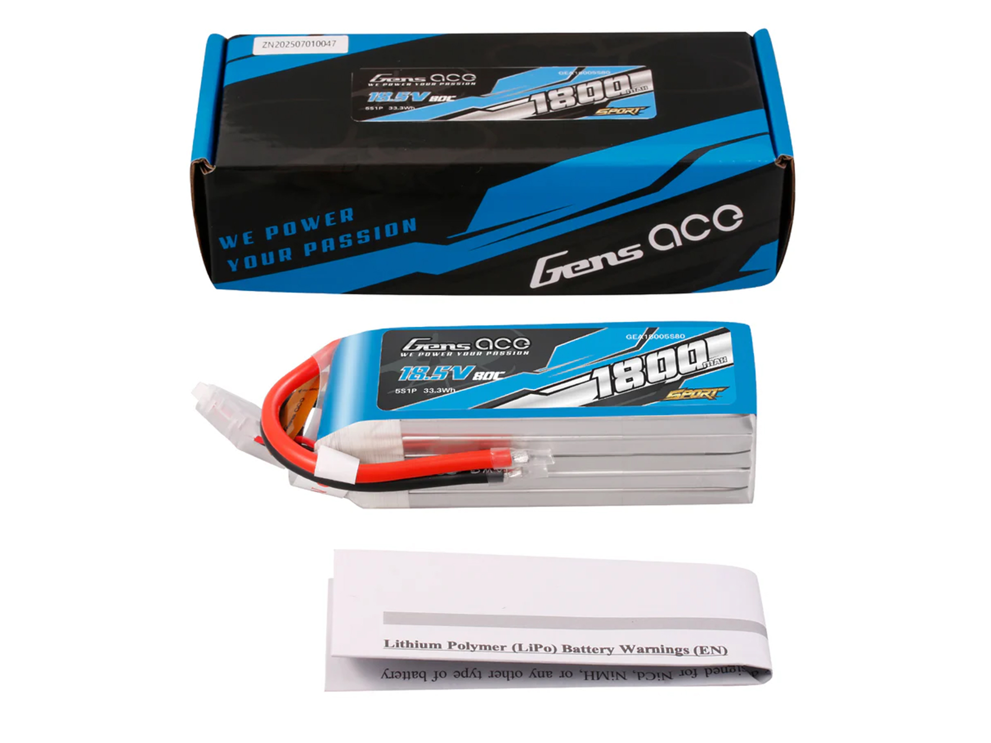 Li-Po Sport 5S 18.5V 1800mAh 80C with No Plug-5