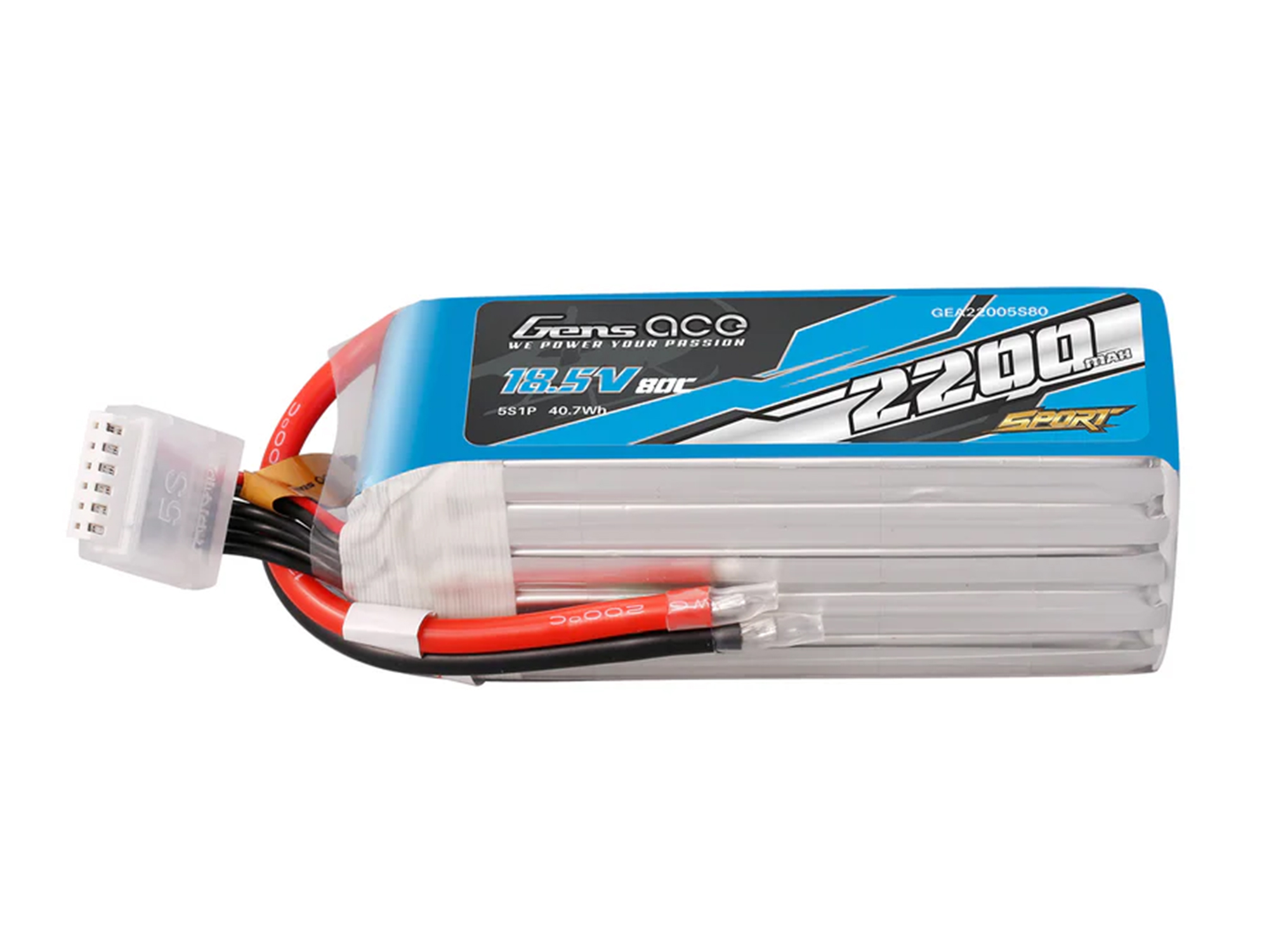 Li-Po Sport 5S 18.5V 2200mAh 80C with No Plug-3