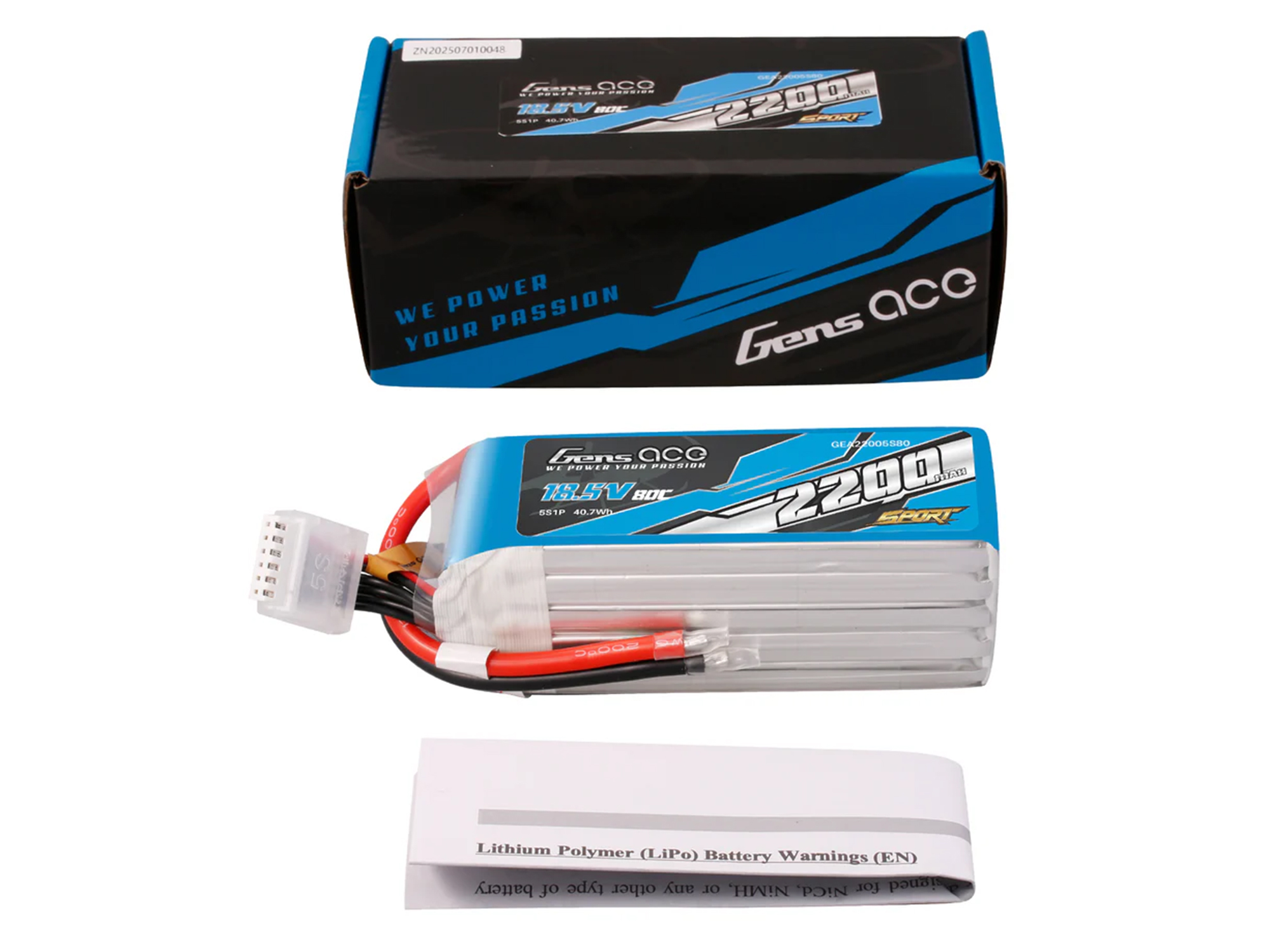 Li-Po Sport 5S 18.5V 2200mAh 80C with No Plug-5