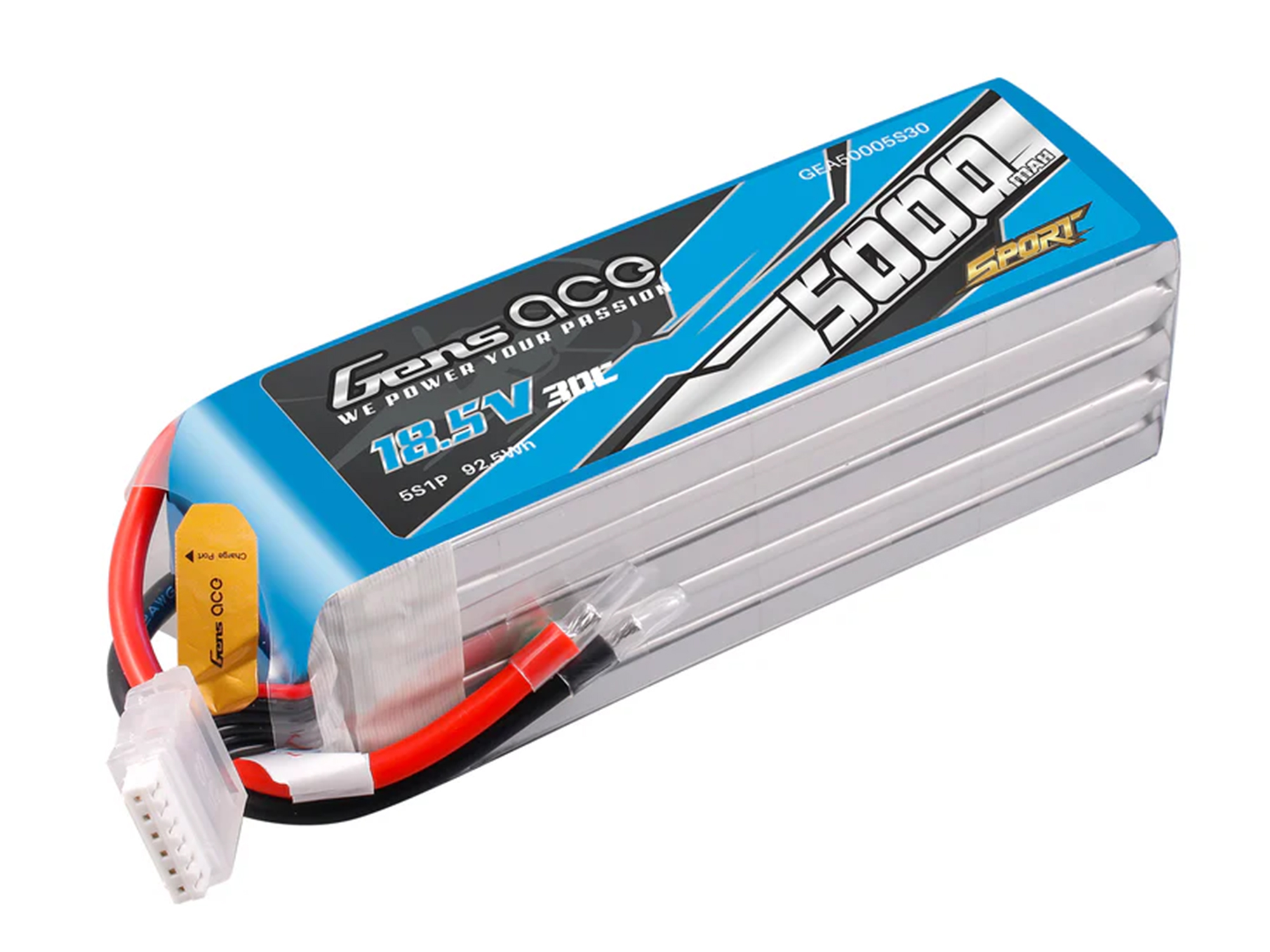 Li-Po Sport 5S 18.5V 5000mAh 30C with No Plug