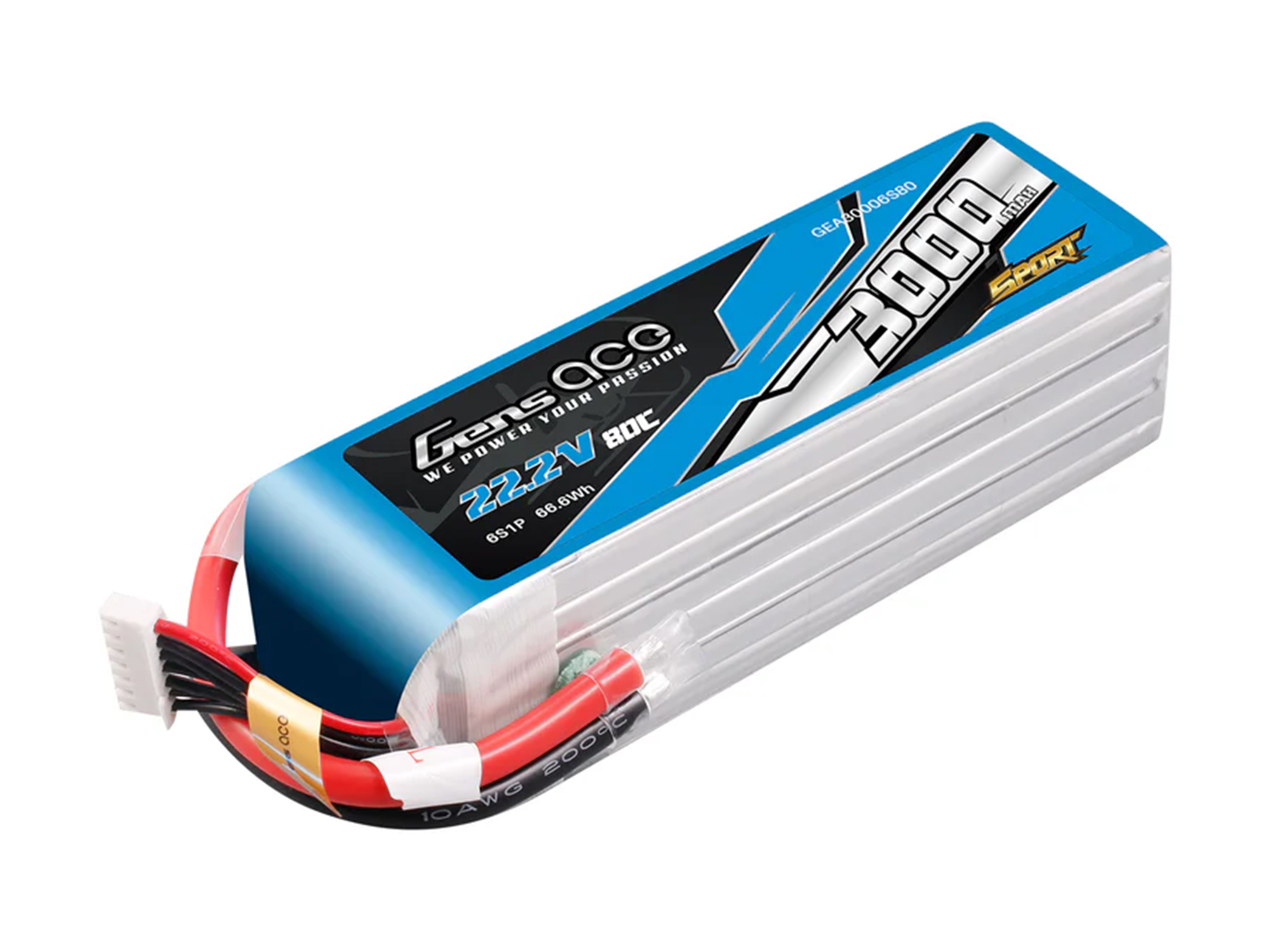 Li-Po Sport 6S 22.2V 3000mAh 80C with No Plug