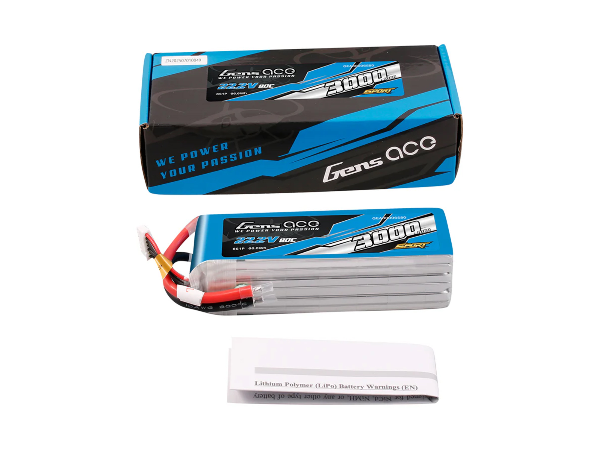 Li-Po Sport 6S 22.2V 3000mAh 80C with No Plug-5