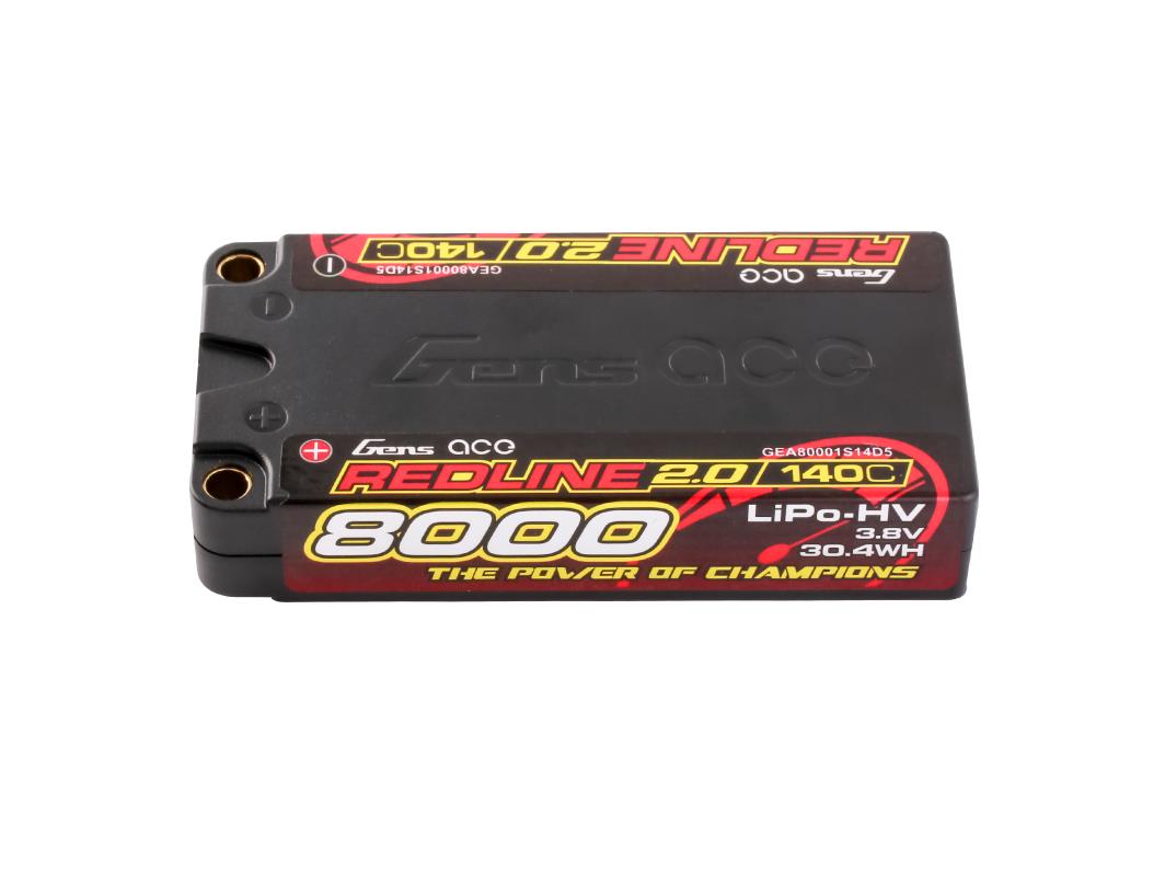 Li-Po HV Car Hard Case 1S2P 3.8V 8000mAh 140C RL2 Short 5mm-3