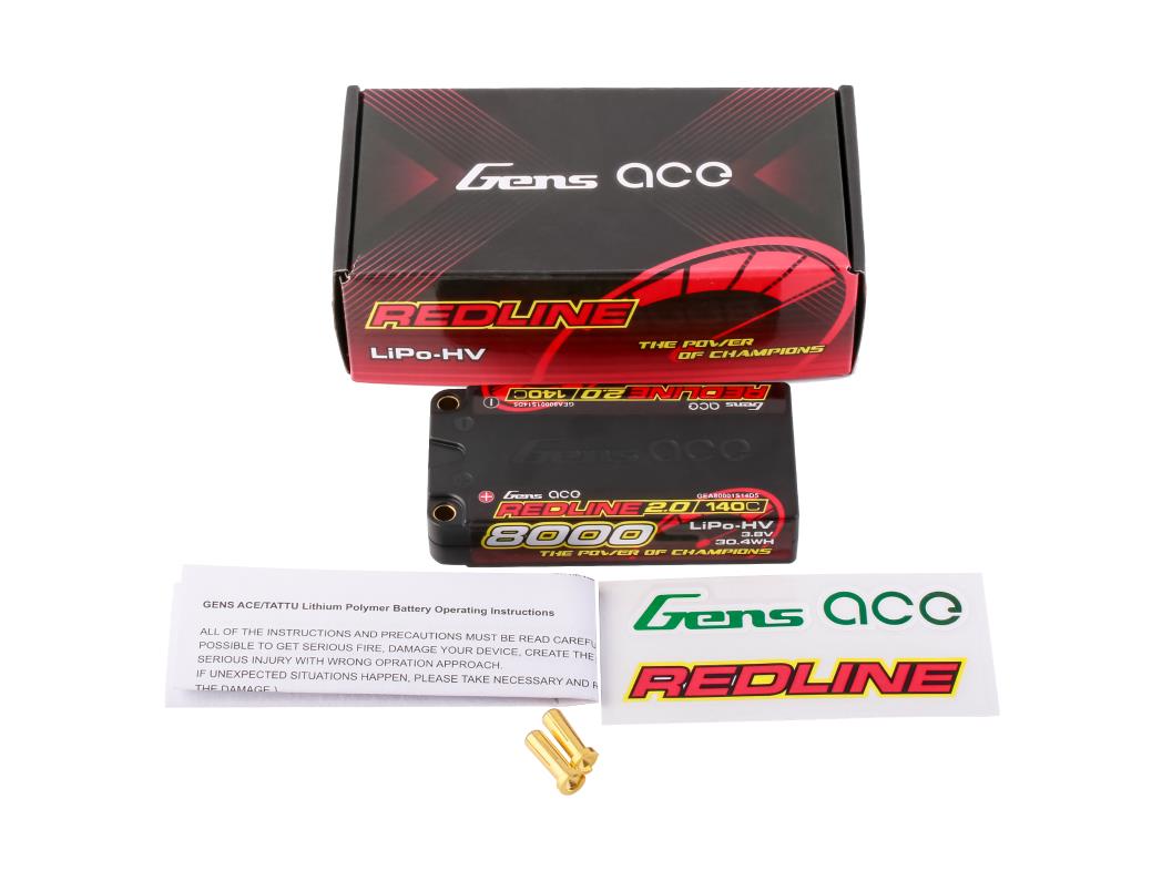 Li-Po HV Car Hard Case 1S2P 3.8V 8000mAh 140C RL2 Short 5mm-5