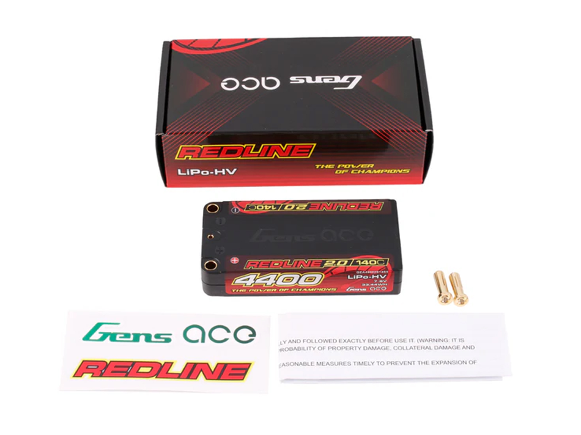 Li-Po HV Car Hard Case 2S1P 7.6V 4400mAh 140C RL2 Short 5mm-5