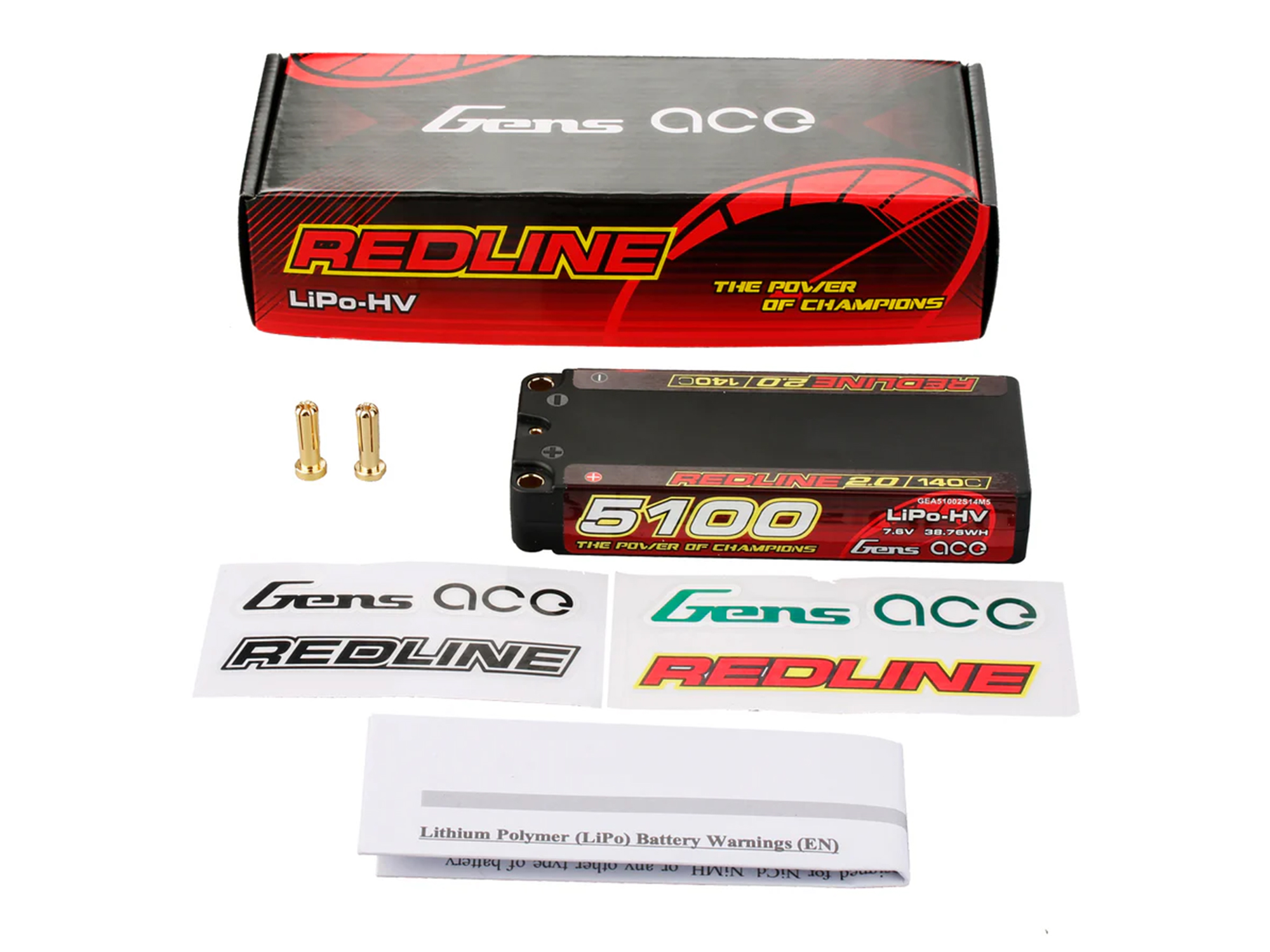 Li-Po HV Car Hard Case 2S1P 7.6V 5100mAh 140C with 5mm-5