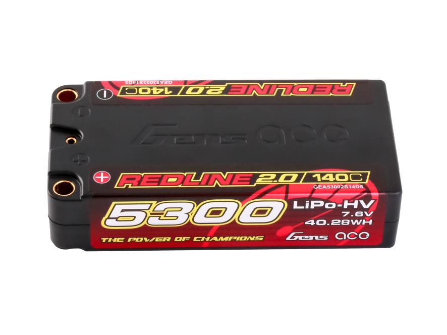 Li-Po HV Car Hard Case 2S2P 7.6V 5300mAh 140C RL2 Short 5mm-3