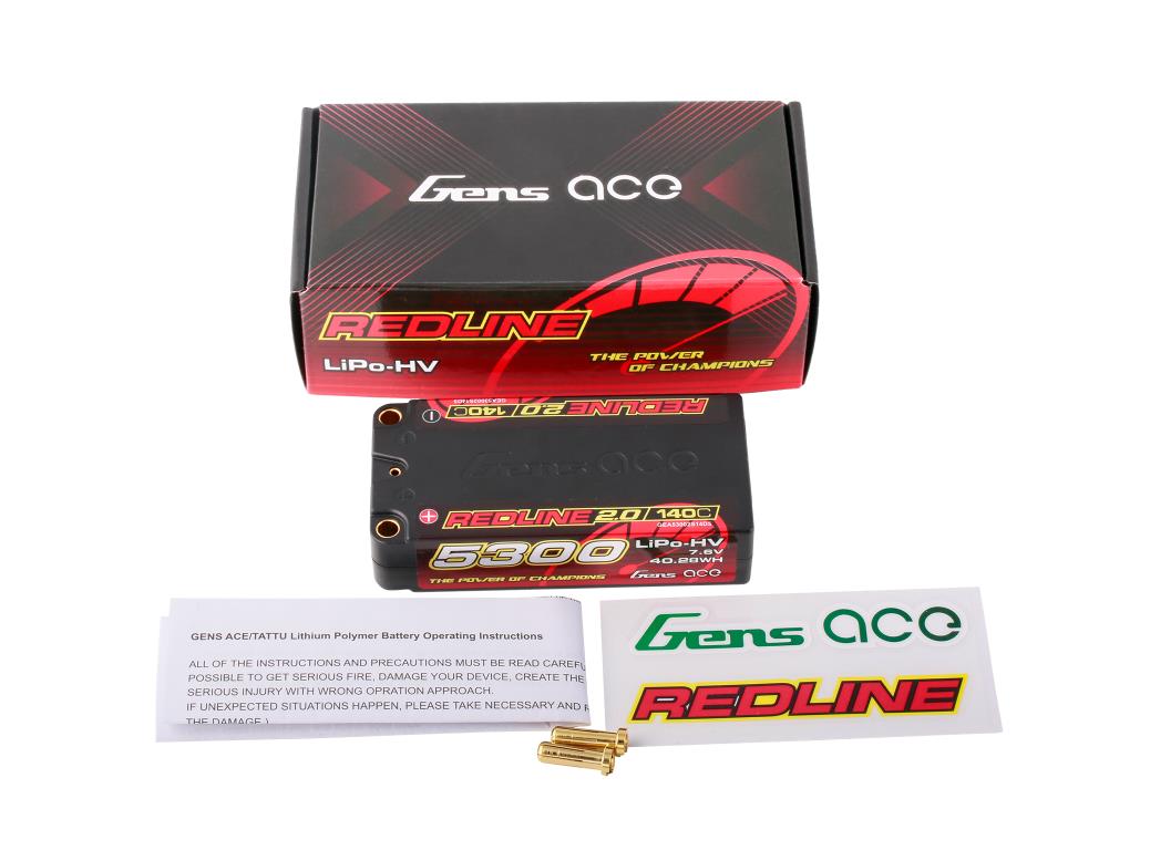 Li-Po HV Car Hard Case 2S2P 7.6V 5300mAh 140C RL2 Short 5mm-5