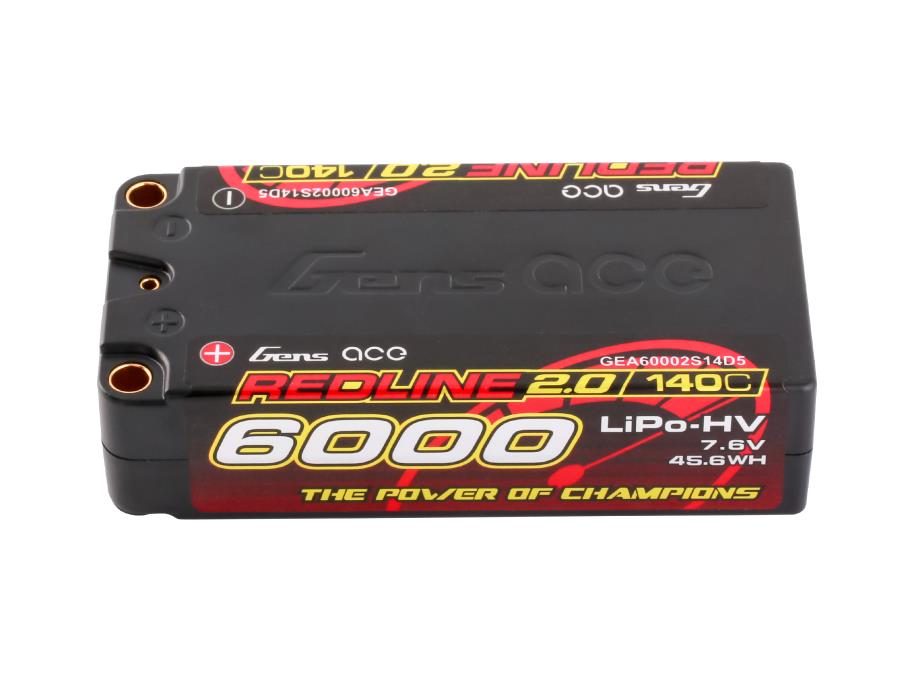 Li-Po HV Car Hard Case 2S2P 7.6V 6000mAh 140C RL2 Short 5mm-3