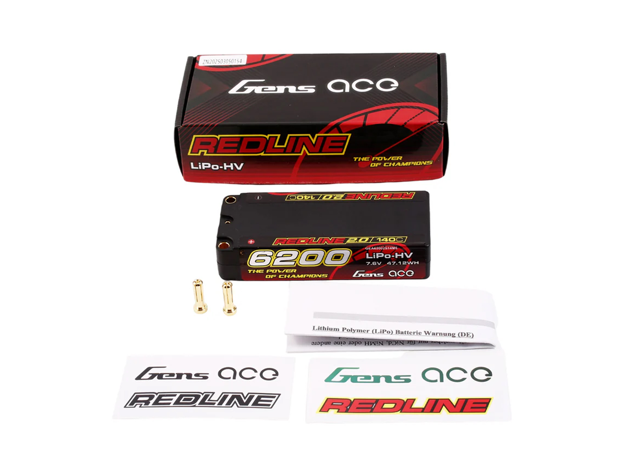 Li-Po HV Car Hard Case 2S1P 7.4V 6200mAh 140C RL2 with 5mm-5