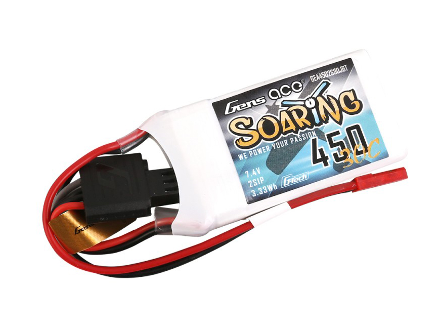Li-Po G-Tech 2S 7.4V 450mAh 30C Soaring with BEC