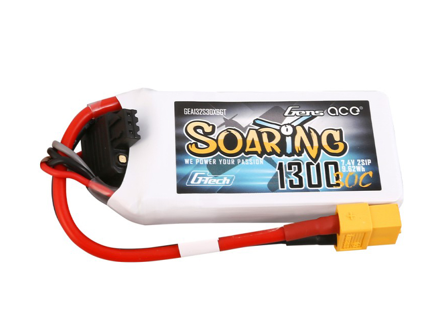 Li-Po G-Tech 2S 7.4V 1300mAh 30C Soaring with XT60-3