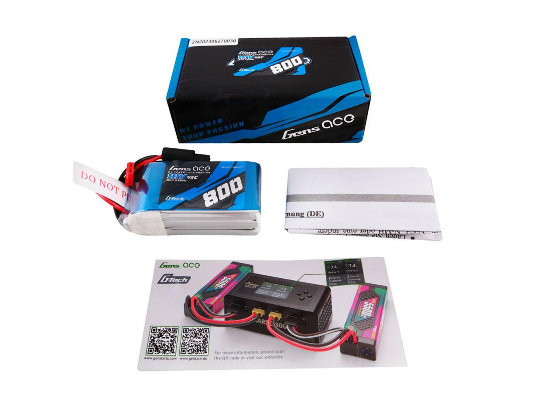 Li-Po G-Tech 3S 11.1V 800mAh 45C with JST-4