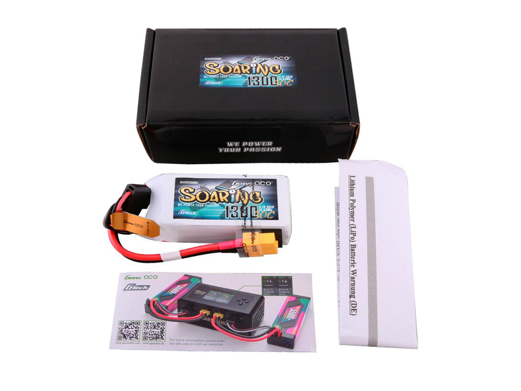 Li-Po G-Tech 3S 11.1V 1300mAh 30C Soaring with XT60-5