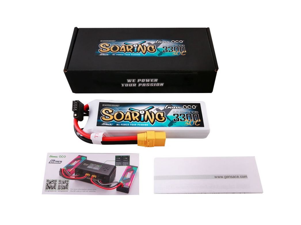 Li-Po G-Tech 3S 11.1V 3300mAh 30C Soaring with XT90-5