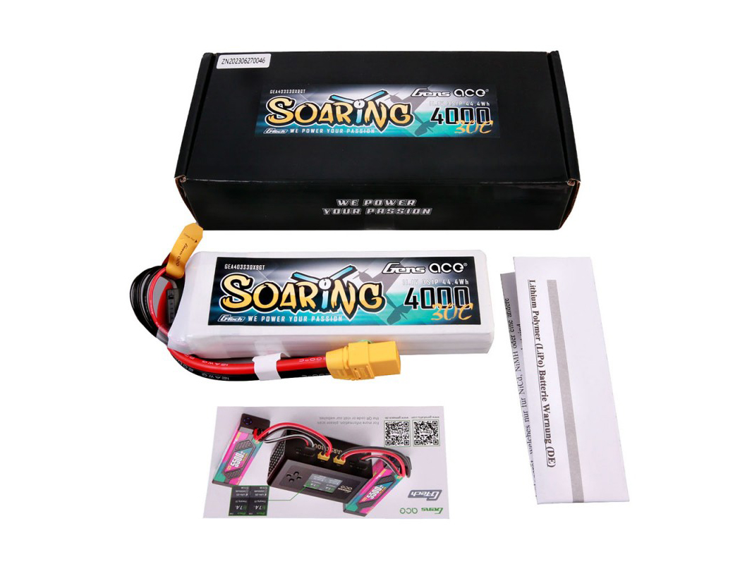Li-Po G-Tech 3S 11.1V 4000mAh 30C Soaring with XT90-4