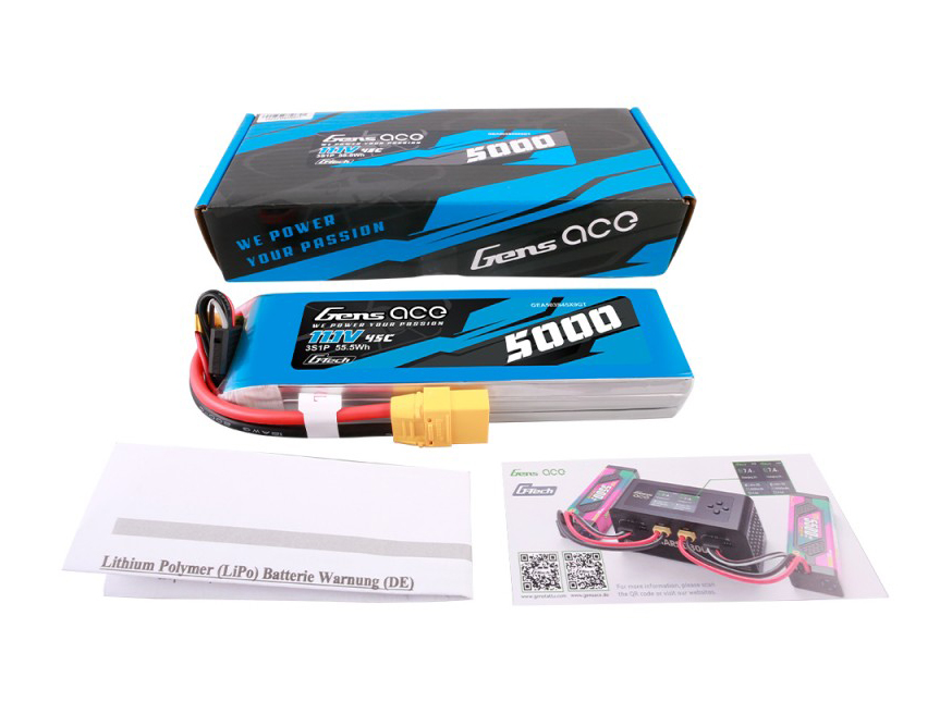 Li-Po G-Tech 3S 11.1V 5000mAh 45C with XT90-5