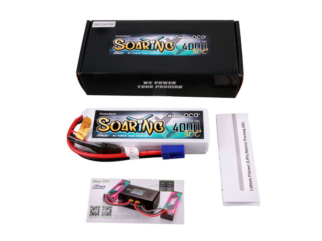 Li-Po G-Tech 4S 14.8V 4000mAh 30C Soaring with EC5-5