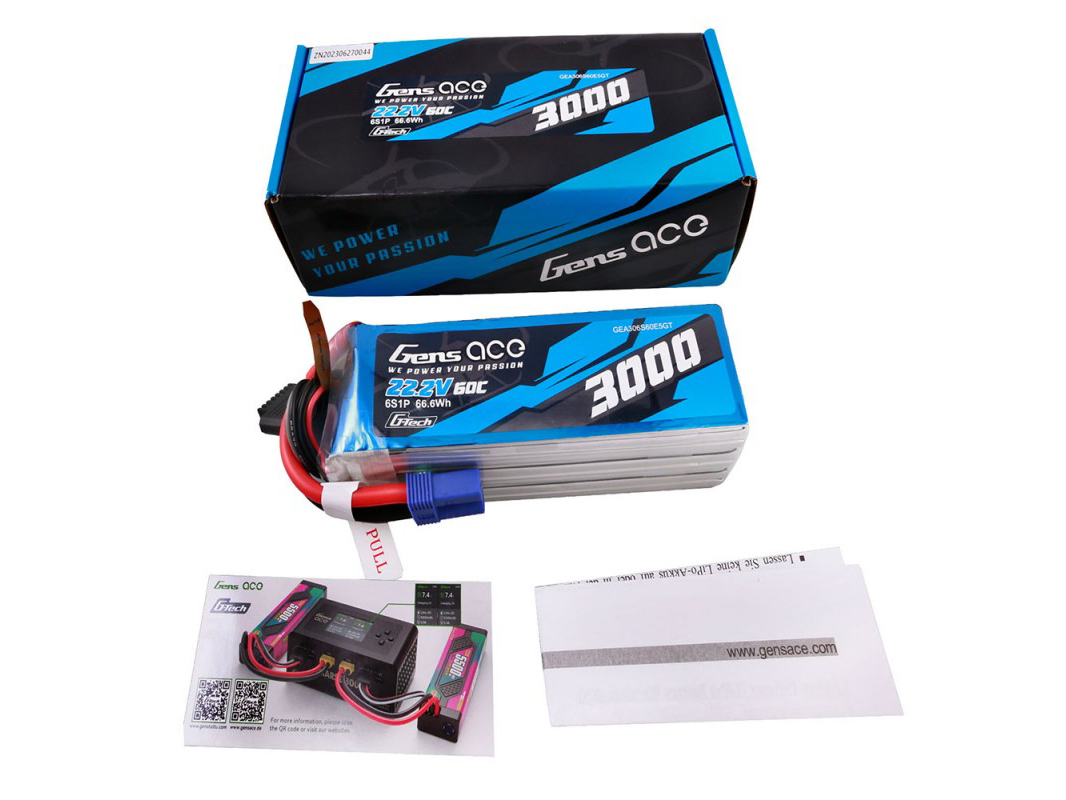 Li-Po G-Tech 6S 22.2V 3000mAh 60C with EC5-5