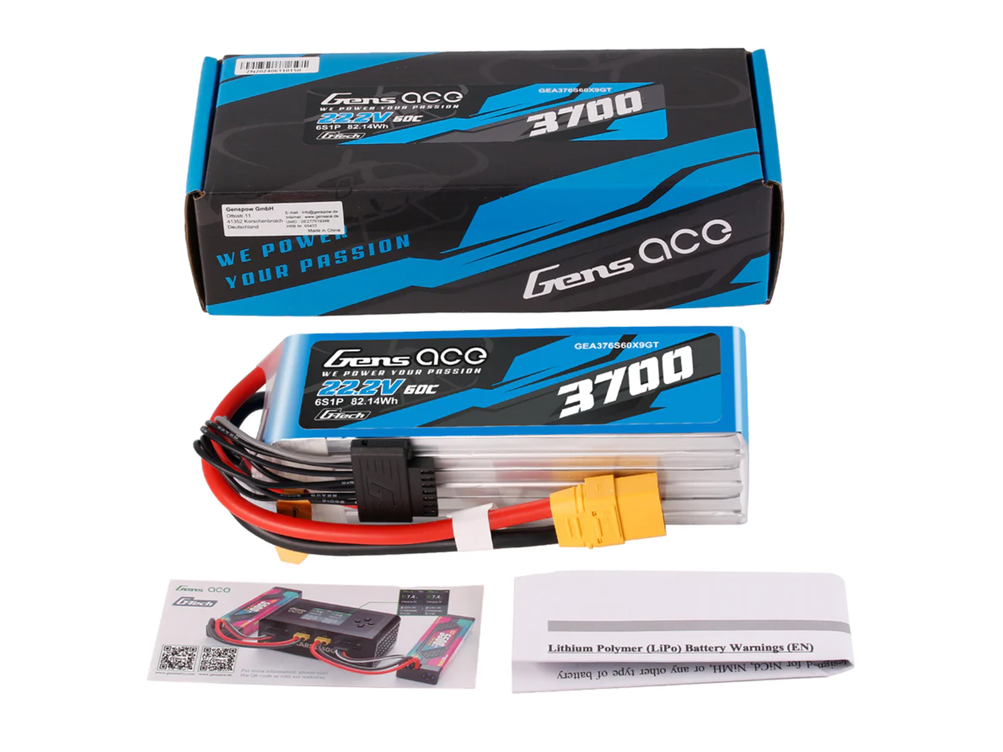 Li-Po G-Tech 6S 22.2V 3700mAh 60C with XT90-5