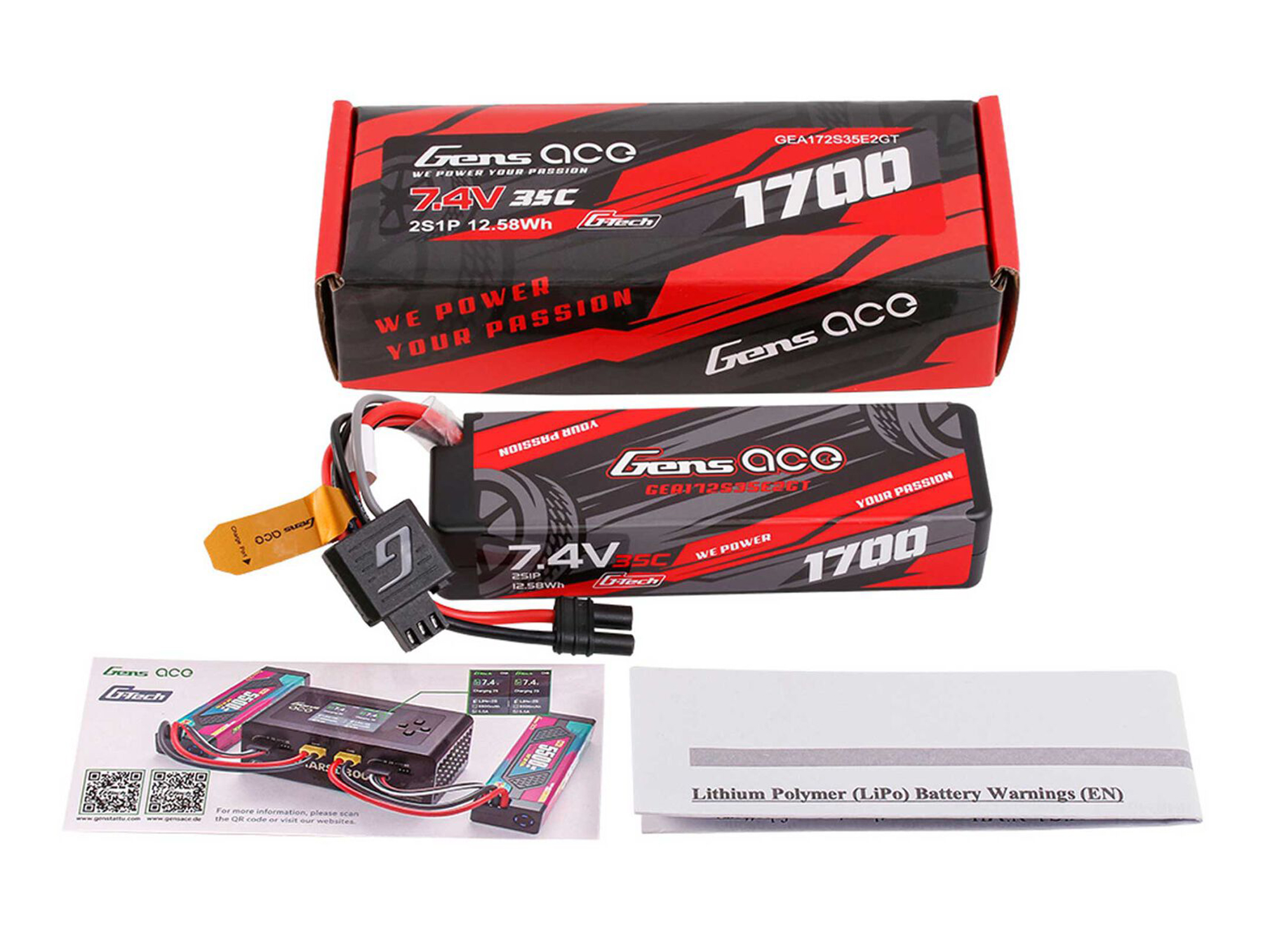 Li-Po G-Tech 2S 7.4V 1700mAh 35C Hard Case with EC2 (GROM)-5