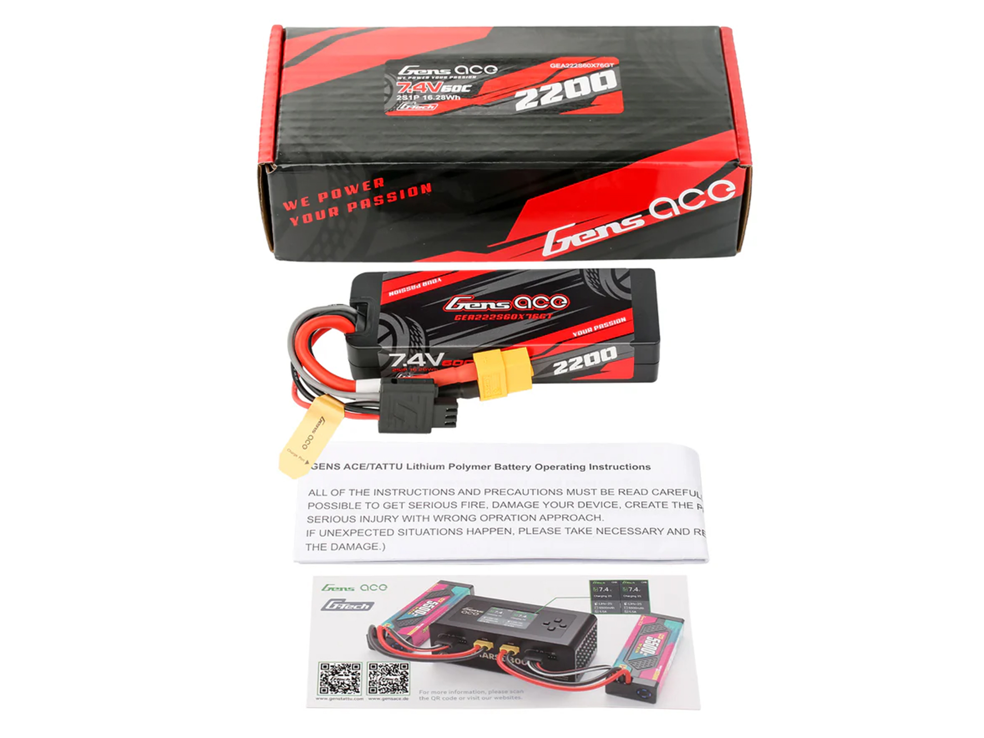 Li-Po Car Hard Case G-Tech 2S 7.4V 2200mAh 60C with XT60-5
