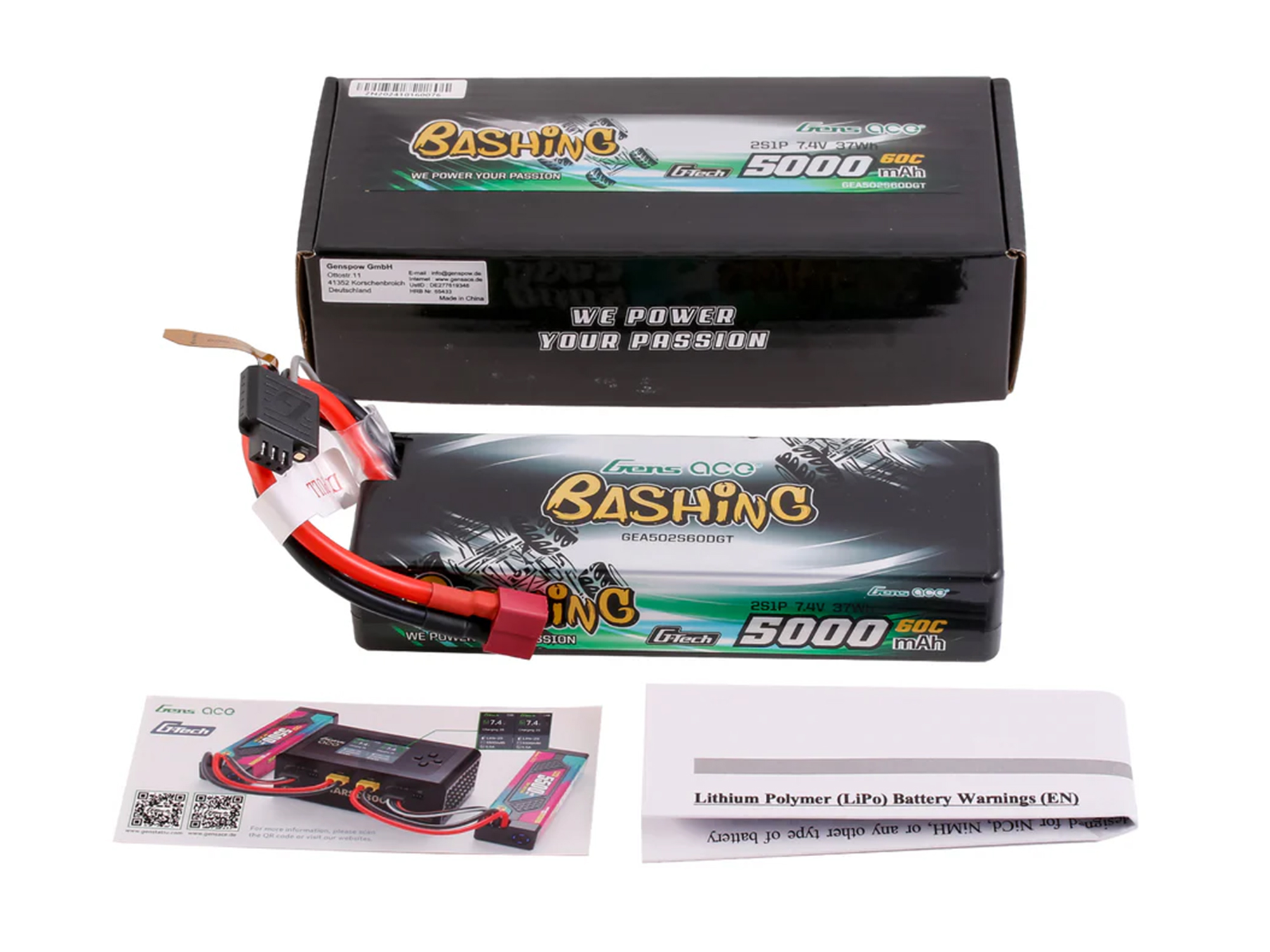 Li-Po G-Tech Car Hard Case 2S 7.4V 5000mAh 60C with T-Type-5
