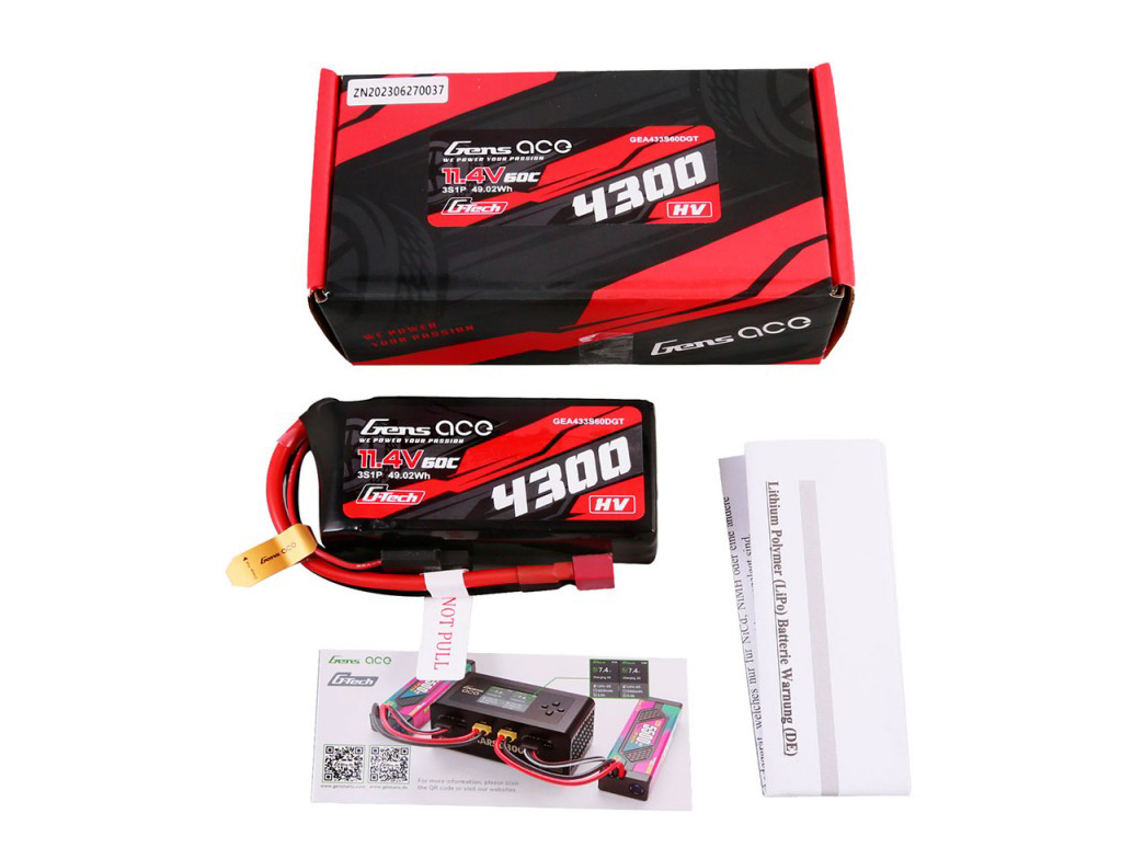 Li-Po Car G-Tech 3S 11.4V 4300mAh 60C with T-Type-5