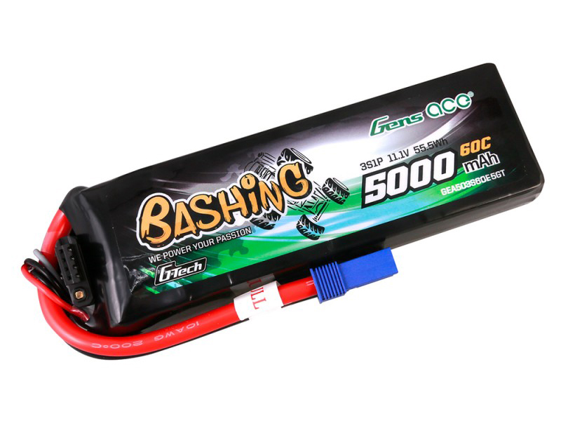Gens Ace Li-Po Car G-Tech 3S 11.1V 5000mAh 60C Bashing with EC5-2