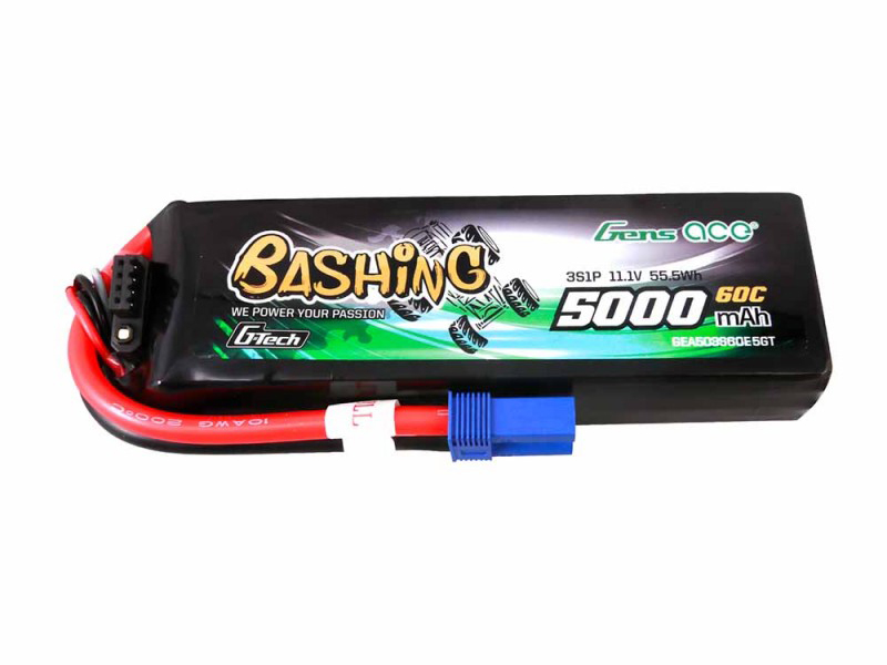 Gens Ace Li-Po Car G-Tech 3S 11.1V 5000mAh 60C Bashing with EC5-5