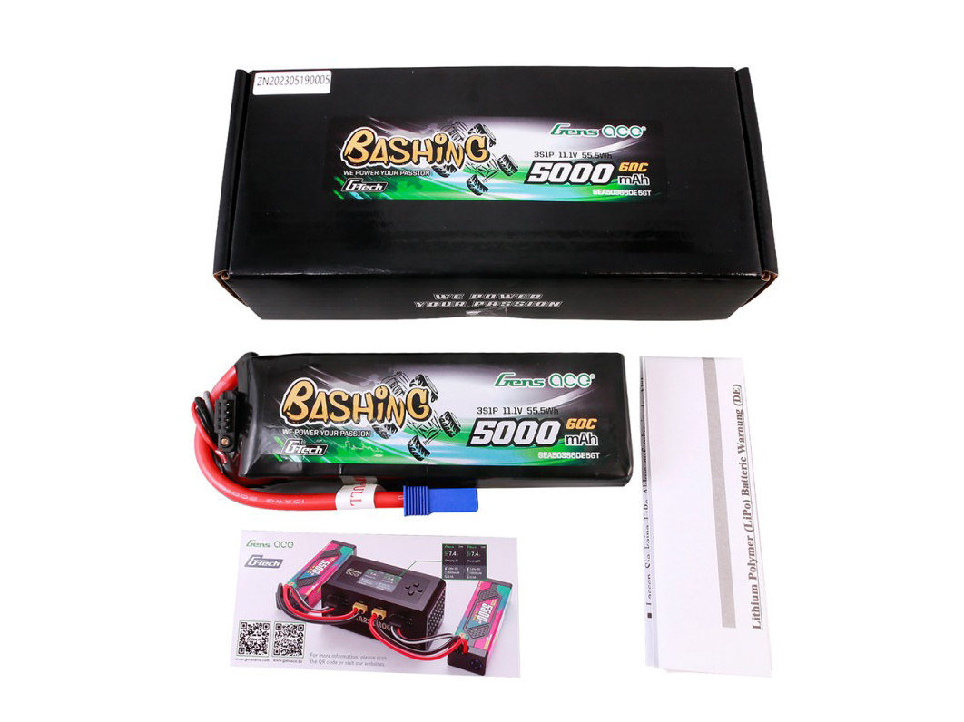 Gens Ace Li-Po Car G-Tech 3S 11.1V 5000mAh 60C Bashing with EC5-7