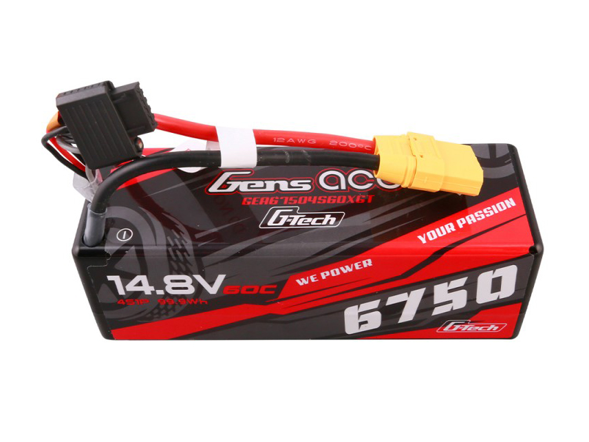Li-Po G-Tech Car Hard Case 4S 14.8V 6750mAh 60C with XT90-3
