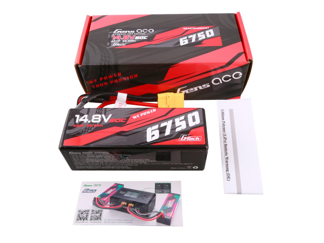 Li-Po G-Tech Car Hard Case 4S 14.8V 6750mAh 60C with XT90-5