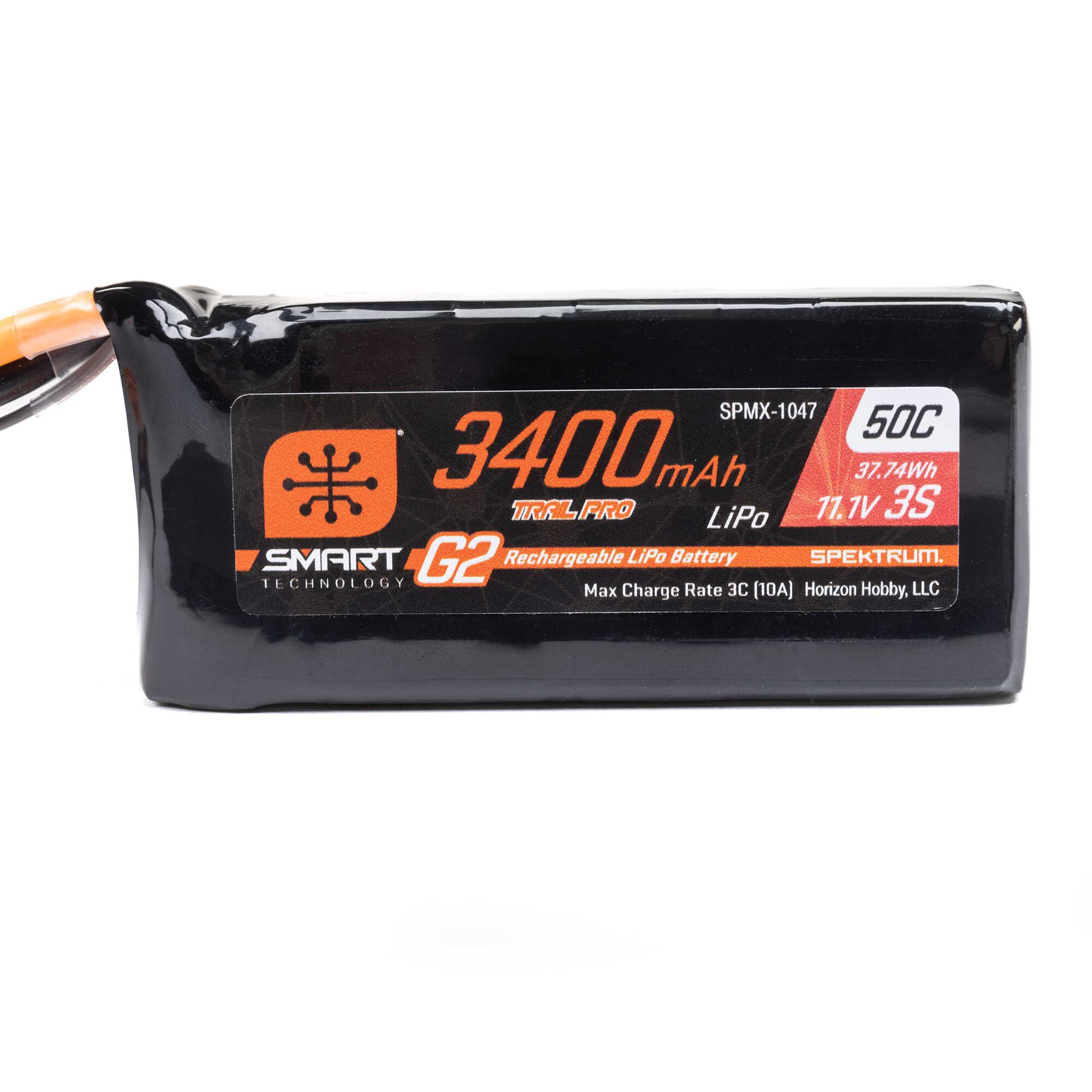 Spektrum 11.1V 3400mAh 3S 50C Smart G2 Trail Pro LiPo Battery: IC3-3