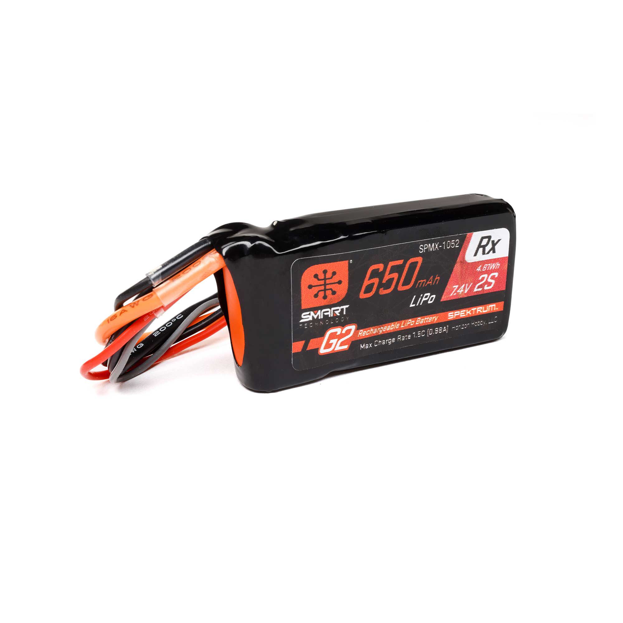 7.4V 650mAh 2S 15C Smart G2 Receiver LiPo Battery: IC3-3