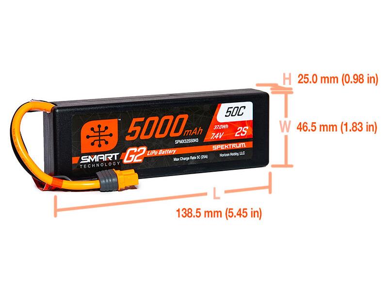 5000mAh 2S 7.4V SMART G2 50C IC3-2