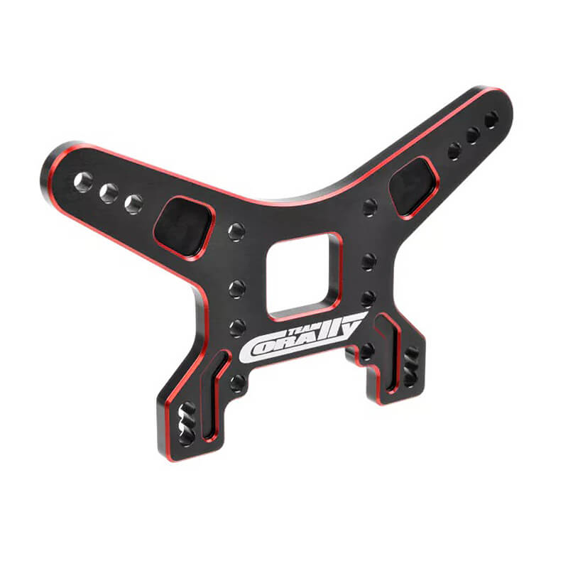 Corally Shock Tower Rear 4mm Aluminium 7075 Hard Anodised Black/red