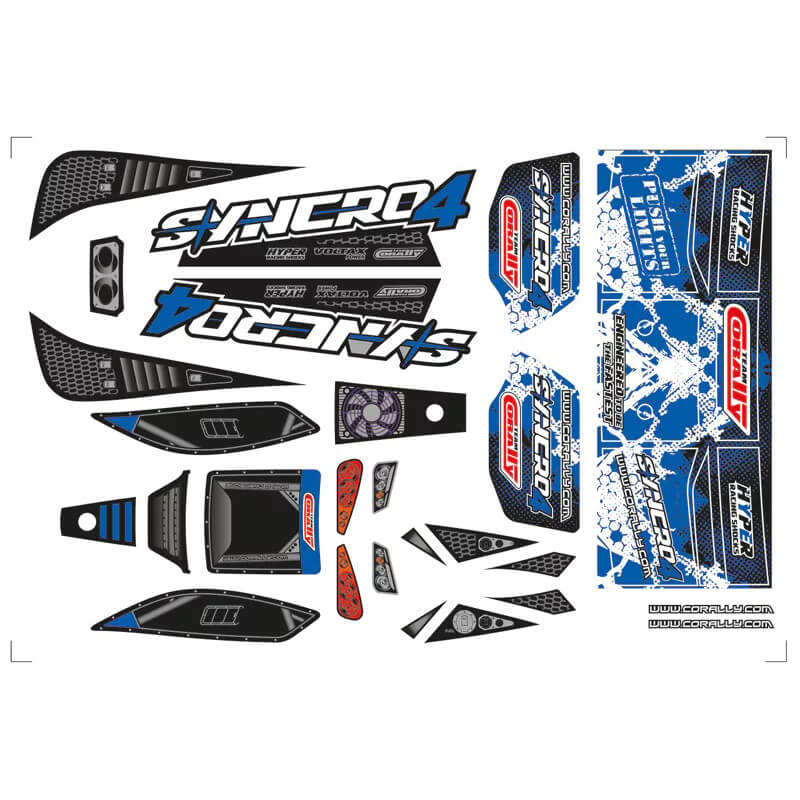Team Corally Body Decal Sheet Syncro 4 Blue 1pc