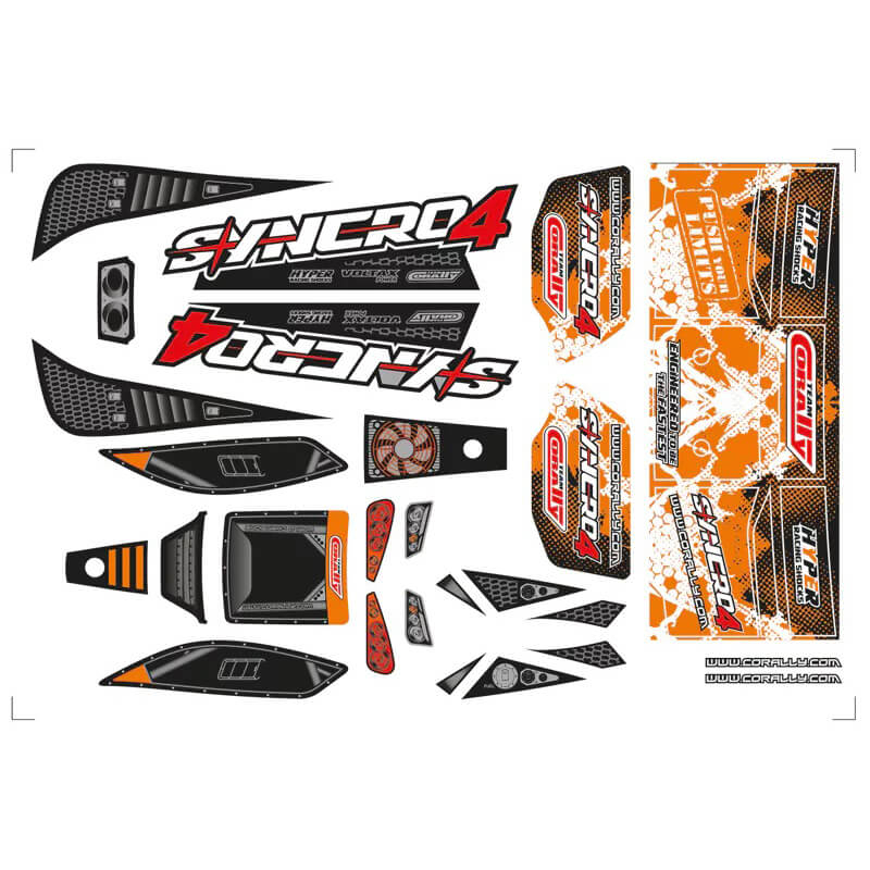 Team Corally Body Decal Sheet Syncro 4 Ornage 1pc