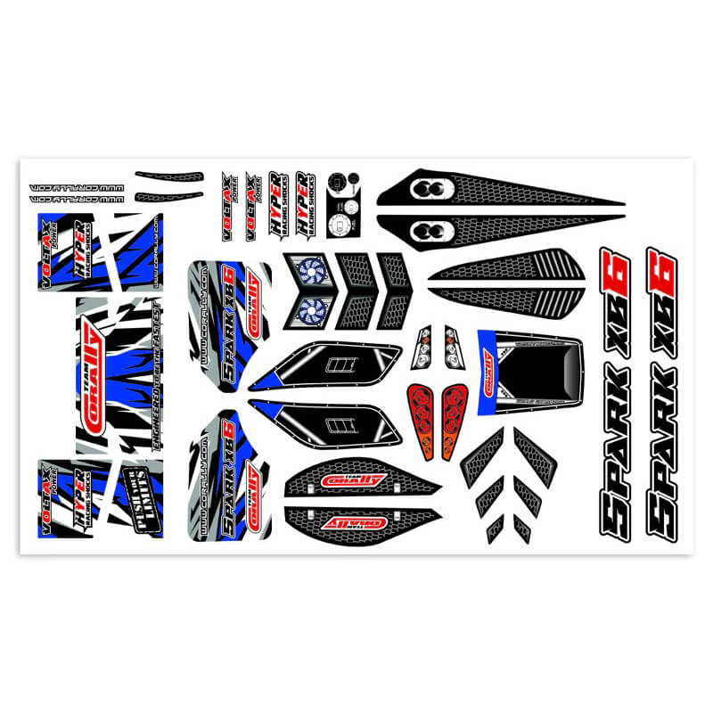 Team Corally Body Decal Sheet Spark Xb6 Blue 1pc