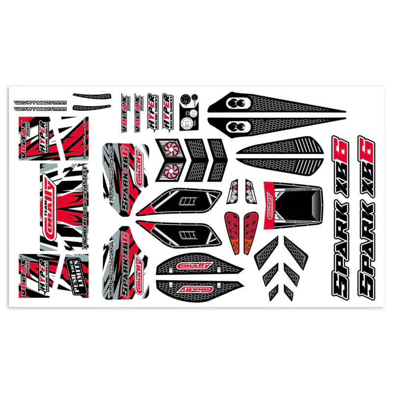 Team Corally Body Decal Sheet Spark Xb6 Red 1pc