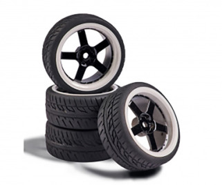 Jeu De 4 Roues Y-Design2 1:10 Carson – Jantes Gold/Chrome + Pneus Haute Adhérence – Pour RC On-Road 12 Mm Hex