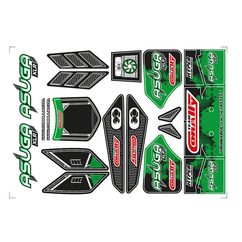 Corally Body Decal Sheet Asuga Xlr Green 1 Pc