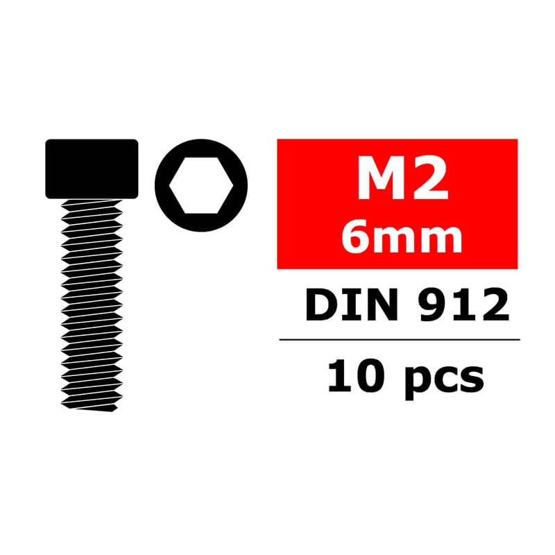 Corally Steel Screws M2 X 6mm Hex Socket Head 10 Pcs