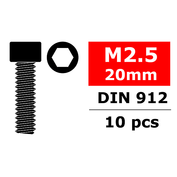 Corally Steel Screws M2. 5 X 20mm Hex Socket Head 10