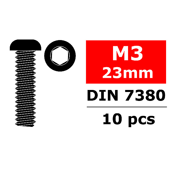 Corally Hex Button Head Screw M3x23 Steel 10 Pcs