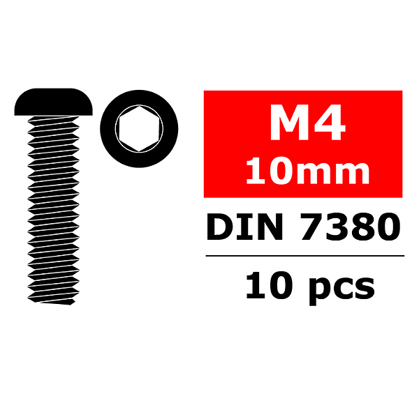 Corally Steel Screws M4 X 10mm Hex Button Head 10 Pcs