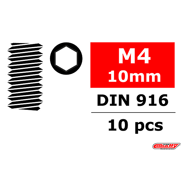 Corally Steel Set Screws M4 X 10mm Hex 10 Pcs