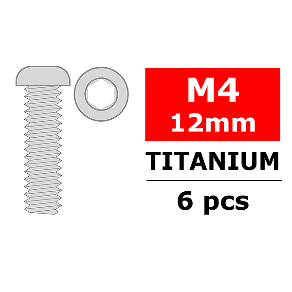 Corally Titanium Screws M4 X 12mm Hex Button Head 6