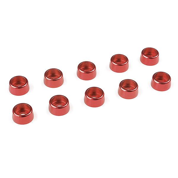 Corally Aluminium Washer For M3 Socket Head Screws Od=8mm Red 10pcs